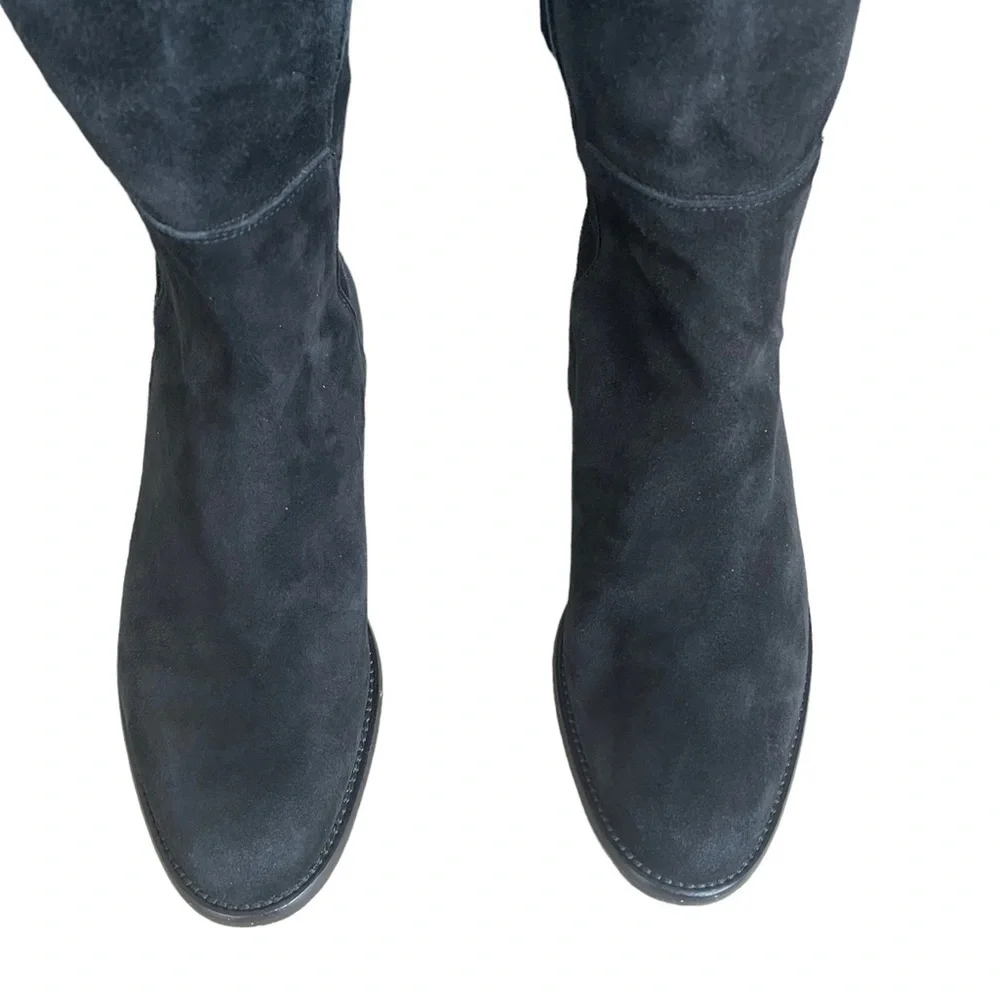 Ann Mashburn Suede Knee-High Pull on Boots in Black